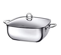Silit Studio Cocotte avec Couvercle, Passe au Four, 29 x 29 x 10 cm, cocotte à Induction, revêtement en Acier Inoxydable, Couvercle en Verre