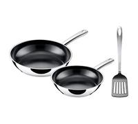 Silit Talis Lot de 3 poêles à frire avec spatule 24 20 cm Poêle à induction avec revêtement en acier inoxydable Passe au four