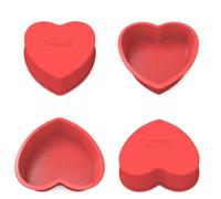 SILIVO Moule Gateau Coeur Silicone, Lot de 4 Petit Moules en Forme De Coeur Saint Valentin, Antiadhésif Klein Moule Coeurs Pour Gâteau Fête Des Mères -16 cm x 15 cm