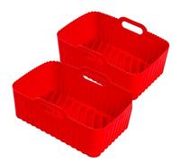 Siliz Ninja Liners pour friteuse à air Ninja/Tower Dual Air Fryer | 2 pièces 2 x doublure de friteuse à air en silicone rouge | Doublure en silicone réutilisable pour friteuse à air Ninja Accessoires