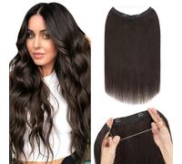 Silk-co Extensions de cheveux humains Remy invisibles avec clip - une pièce - raides - naturel invisible - réglable - 30,5 cm - 55 g - #1B Noir naturel