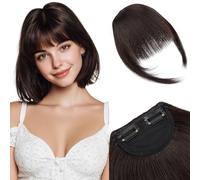 Silk-co Frange à Clip, Bangs Neat Une Extension de Cheveux à Clipser avec Temples Mini Frange de Cheveux Mode pour Femme à Porter au Quotidien 21.5g - Aspect naturel avec branches Noir Naturel