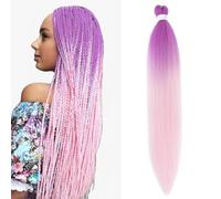 Silk-co Un Paquet Extension Cheveux Tresse Extension de Tressage Pré-tressé Synthétique 26 Pouces Cheveux Professionnel Crochet Braids Yaki Texture EZ Braiding Hair # Rose Foncé-Rose Clair