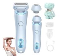 Silk Glide Pro 3.0 Rasoir électrique pour femme, rasoir électrique 2 en 1 étanche pour le visage, tondeuse bikini (1 pièce, bleu)
