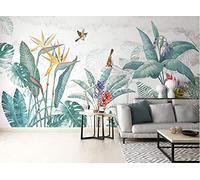 SILK ROAD EU Papier Peint Panoramique jungle Soie, 300 x 210 cm Plantes tropicales Poster Geant Mural Personnalisé 3D pour Salon Chambre A