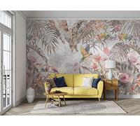SILK ROAD EU Papier Peint Panoramique Soie, 356 × 250cm, Perroquets dans la Jungle Tropicale, Rose, Largeur max 12m, pour Salon Chambre restaurant Chambre d’enfants Décoration Murale