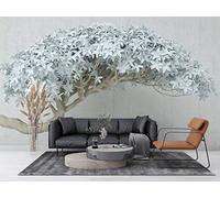 SILK ROAD EU Papier Peint Panoramique Soie, 410 × 280cm, Arbre Géant 3D, Largeur max 8m, pour Salon Chambre restaurant Chambre d’enfants et bébé Décoration Murale