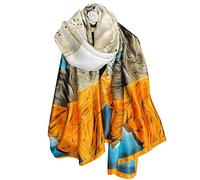 Silk scarf Women Écharpe en soie pour femmes Shawl Yellow Scarf Stain Neckerchief Head Wrap Thin Scarf Ladies Beach Shawl Vintage Bridal Chiffon Scarf Muslim Colorful Cloth Belt (Couleur Terre)