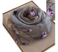Silk Scarf Women Seidenschals Damen Shawl Satin Natural Pure Hijab Thin Masks Silk Cloth Luxury Binder Senior Handmade Seidentuch Damen Muslin Lotus Beach Scarf Grey 180 * 70CM