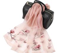Silk Scarf Women Seidenschals Damen Shawl Satin Natural Pure Hijab Thin Masks Silk Cloth Luxury Binder Senior Handmade Seidentuch Damen Muslin Lotus Beach Scarf 180 * 70CM (Rose)