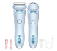 Silkbabe Lady Shaver, Silkbabe on the Go Lady Shaver, Electric Razors for Women, 2 in 1 Waterproof Dual Head Razor for Wet & Dry Use, For Bikini, Underarms and Legs (Blue)