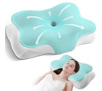 Silkena Oreiller Coussin Memoire de Forme,Oreiller Ergonomique Cervical,Oreillers Respirant,Adapté pour Ceux Qui Dorment sur Le Côté, sur Le Dos ou sur Le Ventre (Vert Bleu Clair)