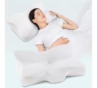 Silkena Oreiller Ergonomique Cervical,Oreiller Cervical pour Dormir,Oreiller en Mousse Mémoire,Adapté pour Ceux Qui Dorment sur Le Côté,sur Le Dos ou sur Le Ventre,Doublure Amovible de 64×41×10/11cm