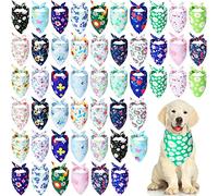 Silkfly Lot de 50 Bandanas d'été réglables pour Chien avec Fleur Florale - Lavable - pour Animal Domestique de Petite, Moyenne et Grande Taille - Accessoires de Costume de décoration