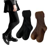 Silkglory Collant Hiver Fille Collants pour Filles - Leggings Tricotés Classiques et Bodysuit Doux et Chaleureux - Ensemble 2 Pièces d'hiver, Collants de Danse Pieds