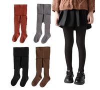 Silkglory Collant Hiver Fille Collants pour Filles - Leggings Tricotés Classiques et Bodysuit Doux et Chaleureux - Ensemble 2 Pièces d'hiver, Collants de Danse Pieds