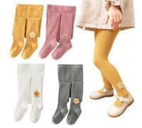 Silkglory Collants Filles, 2 Pièces Bébé Avec Jolie Décoration de Tournesol, Leggings Bas Sans Couture, Nouveau-né Gingembre/Rose 2-3 Ans