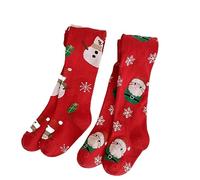 Silkglory Collants Noël Filles, 2 Pièces Bébé Tout-Petits avec Décor Père Noël et Bonhomme de Neige,Leggings Sans Couture Bas Chauds Collants en Coton Nouveau-né Rouge 10-12 Ans