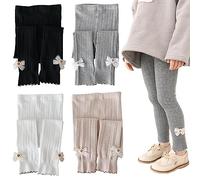 Silkglory Leggings Filles 2 Pièces, Leggings de Sport Pantalons pour Filles Bas Doux avec Papillons AssortisBallet Bébé Collant Filles pour Intérieur et Extérieur Noir/Blanc/Gris/Abricot,2-9 Ans