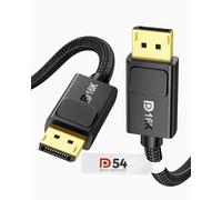 Silkland 16K Câble DisplayPort 2.1 2m, 4K@240Hz 8K@144Hz, DP vers DP 2.1 | Certifié VESA, Tressé, HDR, FreeSync G-Sync, Verrouillage, 54Gbps Câble DP 2.1 2m pour Moniteur, Gaming-PC et Carte Graphique