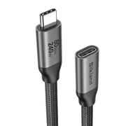 Silkland 80Gbps Rallonge USB-C 1M Mâle vers Femelle pour Thunderbolt 5/4/3, jusqu'à 120Gbps pour 16K/Dual 8K, PD3.1 240W, Câble d'Extension USB4 V2.0 Compatible avec MacBook Pro, Hub, Dock, SSD