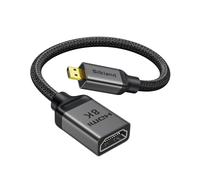Silkland Adaptateur micro HDMI vers HDMI 8K, 8K @ 60 Hz, 40 Gbps, en nylon tressé, compatible avec Raspberry Pi 5/4, Hero Black, appareil photo, ordinateur portable