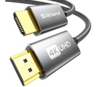 Silkland Câble HDMI 4K 2M - Cable HDMI 2.0 par Ethernet en Nylon Tressé Supporte 3D/ Retour Audio - Cordon Hdmi pour Lecteur Blu-Ray/PS-5/ PS-4/ for Netfix/for Fire TV/Ecran - Gris