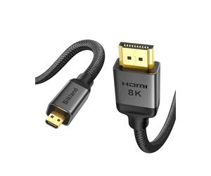 Silkland Câble Micro HDMI vers HDMI 1M, [8K@60Hz, 4K@120Hz], Nylon Tressé, Compatible 48Gbps, HDR, eARC, pour Raspberry Pi 5/4, Appareils Photo, Hero, Ordinateurs Portables et Téléviseurs