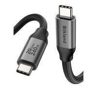 Silkland Câble USB4 de 5 m, transfert de données 20 Gbps, 5K @ 60 Hz 4K @ 60 Hz, charge rapide 240 W, compatible avec Thunderbolt 4/3, MacBook, DELL XPS, Surface Pro, casque VR