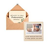 Silkwish Livre en bois avec enveloppe et sceau - Voulez-vous devenir mon parrain ? | Coffret cadeau en bois avec espace photo | Surprise personnelle pour les futurs parrains