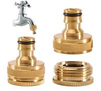 Silkwish Lot de 2 raccords de robinet en laiton - Filetage intérieur 1" et 3/4" 2 en 1 pour raccord de tuyau d'arrosage - Raccord rapide IG 1" vers 3/4" pour système d'emboîtement Gardena (adaptateur