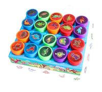 Silkwish - Lot de 20 tampons ronds en plastique auto-encreurs au motif de dinosaures, pour bricolage, album, papier à lettre, cartes de vœux, scrapbooking, sacs cadeaux, cadeaux de fête