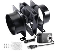 Silkwish Ventilateur tubulaire, 100 mm, avec régulateur de vitesse, réglable, avec prise européenne, adaptateur de canal, filets pour tente de culture, serre, jardin d'hiver