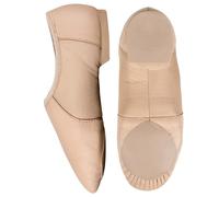 Silky Dance AeroFlex Chaussures de jazz à semelle fendue - Cuir véritable noir et marron clair - Chaussures de jazz à enfiler - Tailles enfants et adultes, peau, 39 EU