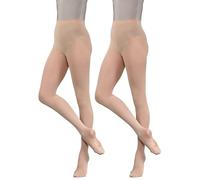 Silky Dance Lot de 2 paires de collants de danse convertibles 60 deniers pour filles, enfants, tout-petits, adultes et femmes, en rose, rose clair, blanc, noir, brun clair et bronzage clair, peau,