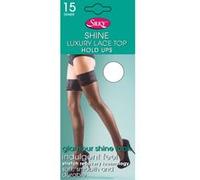 Silky Shine - Bas jarretière satinés (1 paire) - Femme (XL) (Noir opaque) - UTLW256 Noir Opaque