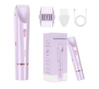 Silky Splash Rasoir Électrique 2 En 1 À Double Tête Pour Femme Zone Intime Pro, Ipx7 Étanche Sans Fil Wet & Dry Bikini Trimmer, Rasoir Électrique Pour Femme Avec Station De Charge Usb (purple)