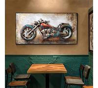 SilkyShy Peinture Diamant 5d Complet Grand Format, Moto Vintage DIY diamant painting Cristal Strass Point de Croix Arts Salon Chambre Décoration mural Cadeau 40x50cm/16x20inch Round drill