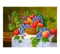 SilkyShy Peinture Diamant 5d Complet Grand Format, Nature morte aux fruits DIY diamant painting Cristal Strass Point de Croix Arts Salon Chambre Décoration mural Cadeau 50x70cm/20x28inch Round drill