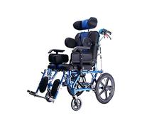 Silla de ruedas Fauteuil roulant pliable entièrement inclinable pour enfant pour accident vasculaire cérébral, hémiplégie, paralysie cérébrale en alliage d'aluminium avec ceinture de sécurité et
