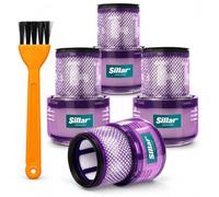 Sillar 4 filtres HEPA compatibles avec Dyson V12, lavables, avec brosse | Pour modèles V12 Slim et Detect Slim sélectionnés ; remplace 971517-01 et 972126-02 ; dimensions par filtre : 13,3 x 8,7 cm