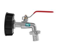 Sillar Adaptateur IBC S60x6 avec robinet 3/4" et raccord fileté 1" | Kit complet avec adaptateur S60x6, robinet 3/4", raccord fileté 1" et joint torique pour cuves IBC et récupérateurs d'eau