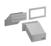 Sillar Boîte aux Lettres Encastrable dans Un Mur en Argenté | boîte aux Lettres Murale Extérieure |Boîte aux Lettres pour Clôture avec Volet Double Face | Cadre de recouvrement | Serrure + 4 clés