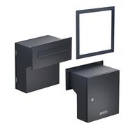 Sillar Boîte aux Lettres Murale en Anthracite| Boîte aux Lettres encastrable en tôle galvanisée avec Cadre de recouvrement | Clapet d'introduction Double Face | 33 x 35 x 19-26 cm | Serrure et 4 clés