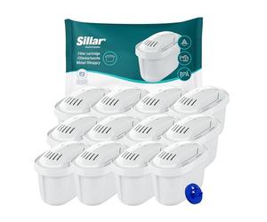 Sillar Cartouche de filtre à Eau Compatible avec Brita Maxtra - Filtre avec Charbon Actif et Résine échangeuse D'ions, Cartouches de Filtre à Eau - 12 Pièces