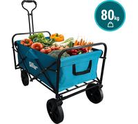 Sillar Chariot à main pliable, chariot de jardin, compact avec poignée, 4 roues renforcées en PVC, supporte jusqu'à 80 kg, Outdoor, Garten, 100L, noir d'encre,