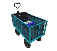 Sillar Chariot de jardin pliable 350 kg - Bollerwagen pliable Grille métallique avec 10″ pneus gonflables & bâche, chariot de transport pliable pour le jardinage