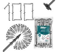 Sillar Fixation Fiable pour Toiles Agricoles, Filets de Protection et Films - Plastique UV-résistant, sans Bavure - Lot de 100 Ancres de Sol 20 cm