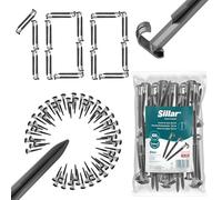 Sillar Fixation Fiable pour Toiles Agricoles, Filets de Protection et Films - Plastique UV-résistant, sans Bavure - Lot de 100 Ancres de Sol 18,5 cm