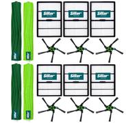 Sillar Kit d’accessoires pour iRobot Roomba S9 S9+, lot double, 16 pièces | 6 filtres, 4 brosses centrales et 6 brosses latérales avec vis, pour l’entretien courant des Roomba S9 9150 et S9+ 9550